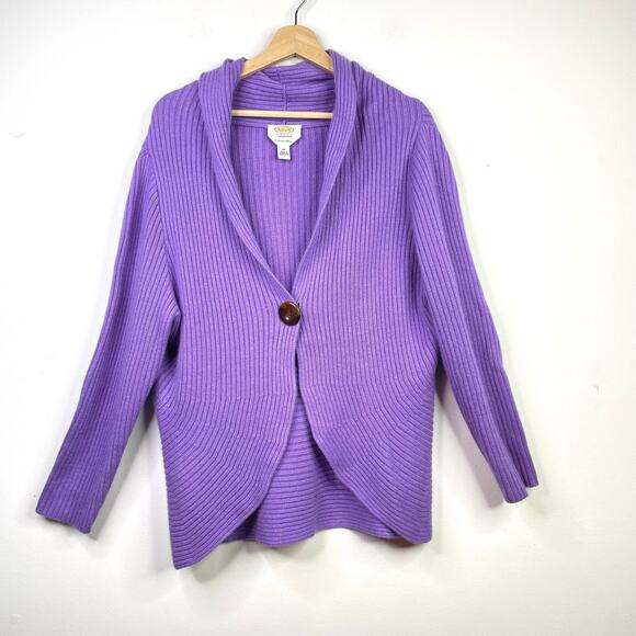 Talbots Sweaters - Vintage Talbots Cashmere Silk Blend Purple Ribbed Cardigan Sweater womens 1X XL